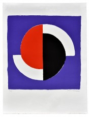 Red & Black Semi circles on Blue background
