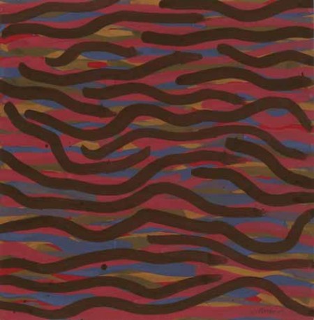Untitled (Brown pink and blue wavy lines)